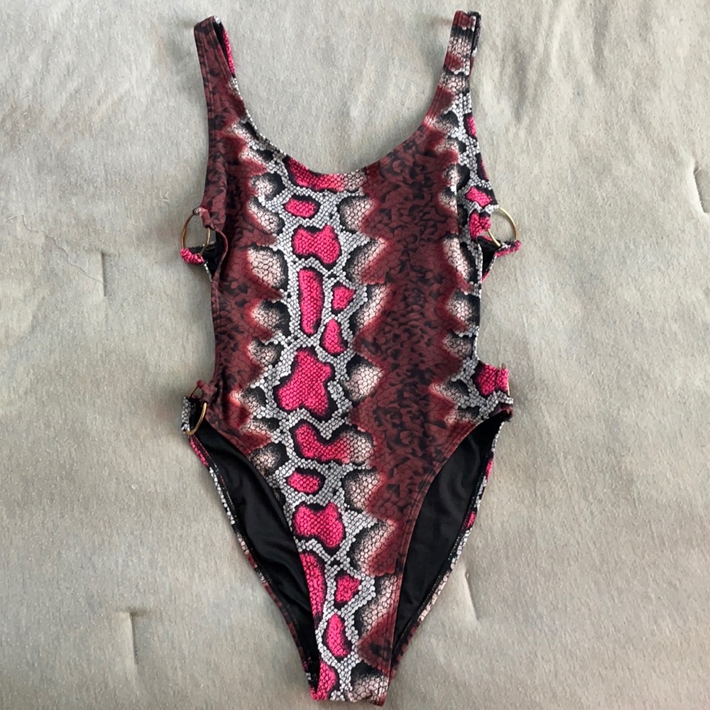 High Cut Snakeskin Bathing Suit One Piece